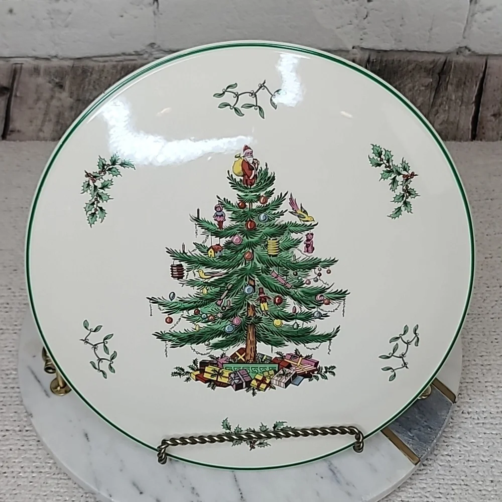 Spode Christmas Tree Classic Collectible Ceramic Round Cake Plate Vintage